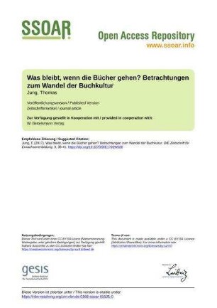 Was bleibt, wenn die Bücher gehen? Betrachtungen zum Wandel der Buchkultur