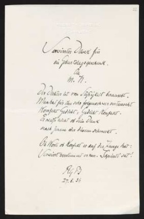 Brief von Rudolf G. Binding an Margarete Hauptmann