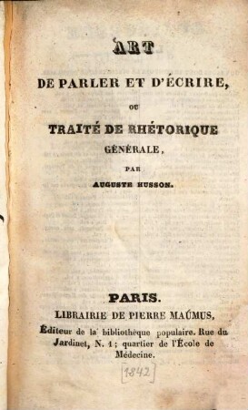 Art de parler et d'écrire ou traité de rhétorique générale