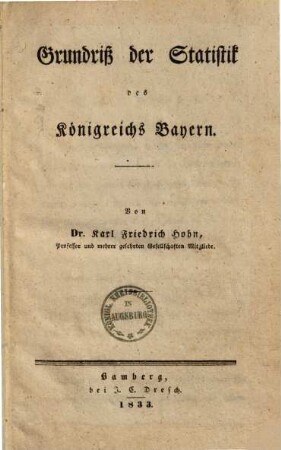 Grundriß der Statistik des Königreichs Bayern