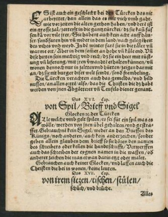 Das XVI. Cap. von Spil/ Brieff und Sigel Glocken etc. der Türcken