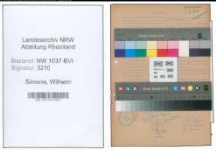 Entnazifizierung Wilhelm Simonis , geb. 15.01.1892 (Justizbeamter)