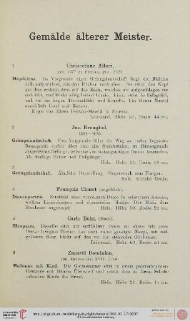 Gemälde älterer Meister (Nr. 1-79)