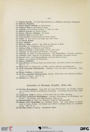 Arbeiten in Bronze, Kupfer, Zinn etc (Nr. 545-700)
