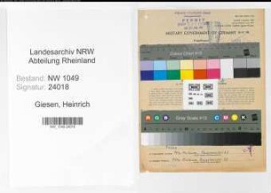 Entnazifizierung Heinrich Giesen , geb. 06.07.1907 (Werkmeister)