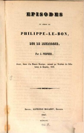 Episodes du règne de Philippe-le-Bon, Duc de Bourgogne
