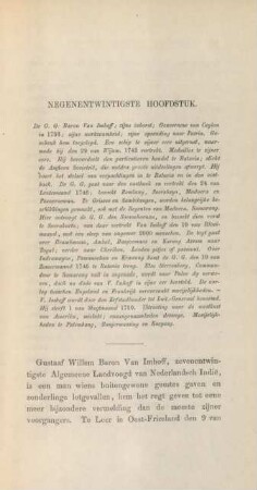 Negenentwintigste hoofdstuk. De G. G. Baron Van Imhoff ; zijne inborst; Gouverneur van Ceylon in 1736; zijne werkzaamheid; zijne opzending naar Patria ...