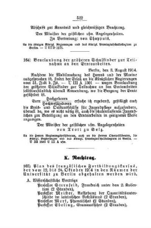 Beurlaubung der größeren Schulkinder zur Teilnahme an den Erntearbeiten : [J. Öffentliches Volksschulwesen]