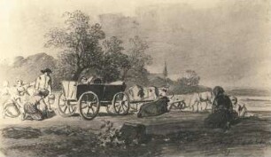 Kartoffelernte : Klengel-Album von Kirchbach. Kartoffelernte. Blei und graue Tusche (vor 1824; J. C. Klengel)