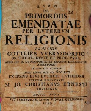 De primordiis emendatae per Lutherum religionis ...