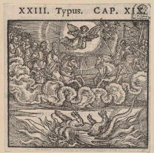 Über den Wolken reitet der König mit dem weißen Heer gegen die irdischen Heere, aus der Folge: Bilder zur Apokalypse