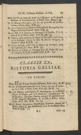 Classis IX. Historia Galliae
