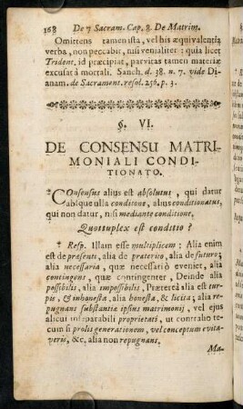 168-179, §. VI. De Consensu Matrimoniali Conditionato.