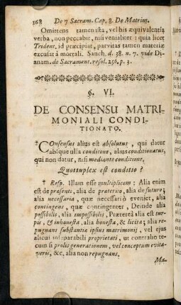 168-179, §. VI. De Consensu Matrimoniali Conditionato.