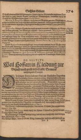 De Vestitu. Weil Hoffart in Kleidung zur Unzucht auch grosse ursach gibt ...