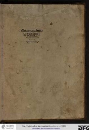 Quadragesimale Discipuli.