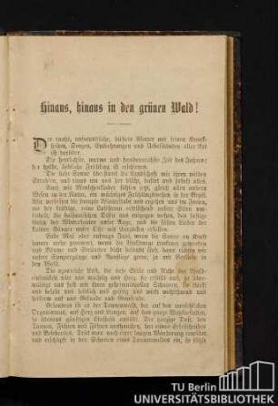 Hinaus, hinaus in den grünen Wald!