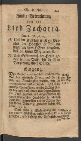 Fünfte Betrachtung über das Lied Zachariä.