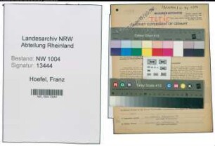 Entnazifizierung Franz Hoefel , geb. 19.04.1894 (Arbeiter)
