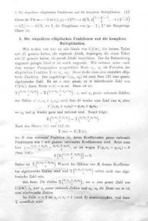 3. Die singulären elliptischen Funktionen und die komplexe Multiplikation