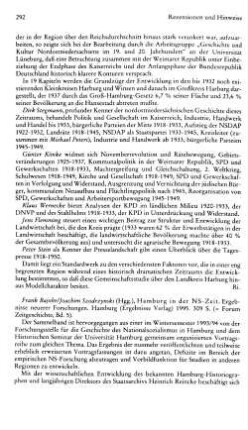 Hamburg in der NS-Zeit, Ergebnisse neuerer Forschungen, Frank Bajohr/Joachim Szodrzynski (Hrsg.), (Forum Zeitgeschichte, 5) : Hamburg, Ergebnisse Verlag, 1995