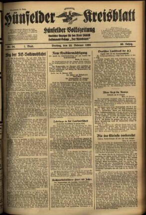 Erste Ausgabe vom Freitag, den 22. Februar 1935.