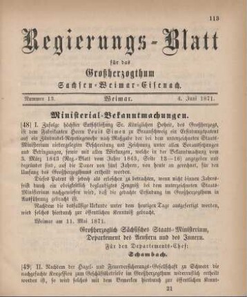 Nr. 13 : 4. Juni 1871