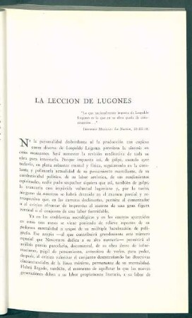 La lección de Lugones