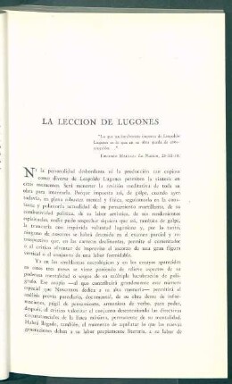 La lección de Lugones