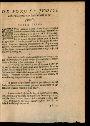 De Foro Et Iudice controversiarum feudalium competente.