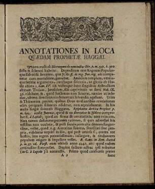Annotationes In Loca Quædam Prophetæ Haggæi.