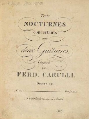 Trois nocturnes concertants pour deux guitarres : oeuv. 143