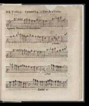 XX. Wol dem der den Herzen fürchtet (Violin I. a 4. 2. Voc & 2. Violin)