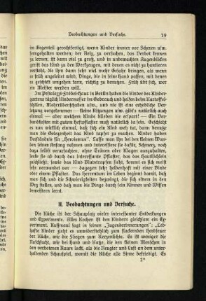 II. Beobachtungen und Versuche