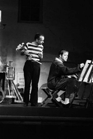 Szenenbilder aus "Noch zehn Minuten bis Buffalo" von Günter Grass und "Die große Wut des Philipp Hotz", Schwank von Max Frisch. Werkstatt Schillertheater Berlin, 1959