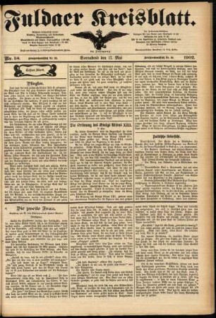 Erste Ausgabe vom Samstag, den 17. Mai 1902.
