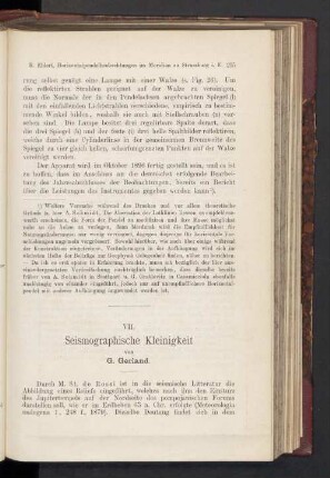 VII. Seismographische Kleinigkeit