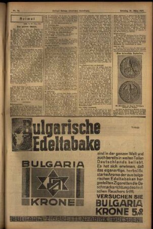 Zweite Ausgabe vom Sonntag, den 31. März 1929.