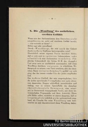 X. Die "Wandlung" des natürlichen, ererbten Gefühls