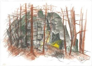 Gsaenger, Gustav; Landschafts - und Gebäudestudien - Waldlandschaft (Studie)