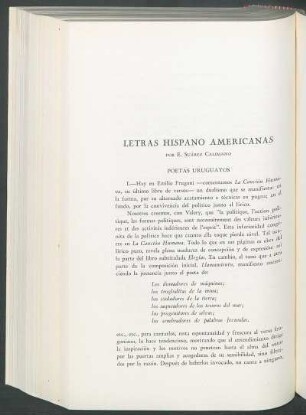 Letras hispanoamericanas : Poetas uruguayos