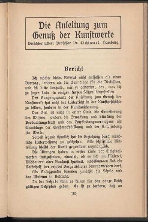 Die Anleitung zum Genuß der Kunstwerke