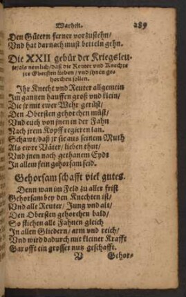 Die XXII gebür der Kriegsleute ...