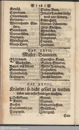 Cap. XXVIII. Kräuter, so dicht gesäet zu werden lieber und desto freudiger wachsen