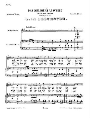 Beethoven's Werke, 240 = Serie 23: Lieder und Gesänge mit Begleitung des Pianoforte. Des Kriegers Abschied : [WoO 143]