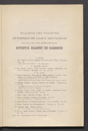 Bildnisse und Trachten Sittenbilder und Galante Darstellungen