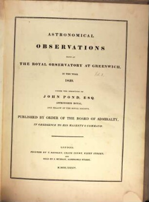 Astronomical observations made at the Royal Observatory at Greenwich. 1829 (1834)
