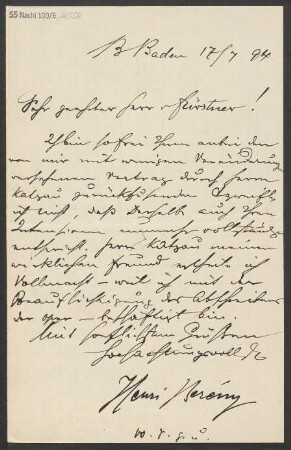 Brief an Adolph Fürstner : 17.07.1894