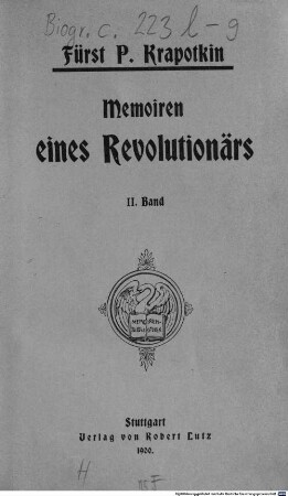 Memoiren eines Revolutionärs : in zwei Bänden. 2