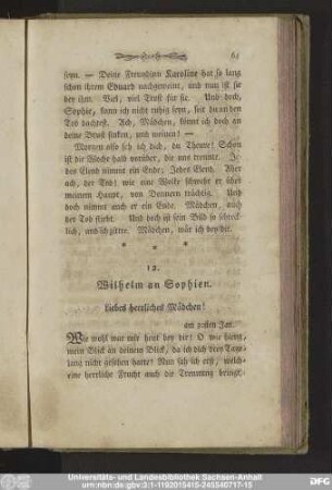 12. Wilhelm an Sophien. am 30sten Jan.